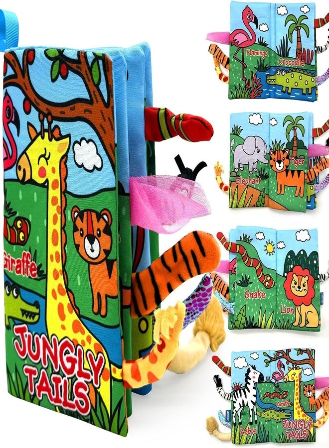 BeFunky Baby Fabric Book, Baby Book Months 0 3 6 12 Months, Soft 3D Picture Book Feel Book Crinkle Book Sensory Montessori Learning Toy for Boys Girls (Jungly Animals) - Image 1